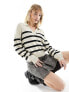 Фото #1 товара Noisy May knitted stripe polo in oatmeal