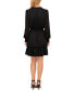 Women's Tie-Neck Long Sleeve Smocked Ruffled Hem Dress