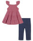 ფოტო #2 პროდუქტის Toddler Girls Smocked Tiered Gauze Tunic and Stretch Capri Leggings, 2 Piece Set