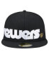 Фото #3 товара Men's Black Milwaukee Brewers Checkered Undervisor 59FIFTY Fitted Hat