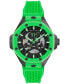 ფოტო #1 პროდუქტის Men's Automatic Skeleton Royal Green Silicone Strap Watch 46mm