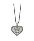 Antiqued and Marcasite Heart Pendant Singapore Chain Necklace
