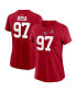 ფოტო #1 პროდუქტის Women's Nick Bosa Scarlet San Francisco 49ers Super Bowl LVIII Patch Player Name and Number T-shirt