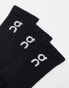 ON 3 pack logo socks in black