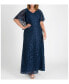 ფოტო #2 პროდუქტის Women's Plus Size Celestial Cape Sleeve Sequined Lace Gown