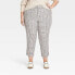 Women's High-Rise Ankle Tapered Pants - Ava & Viv Cream Plaid 20