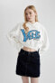 Coool Yale University Oversize Fit Kapüşonlu Crop Sweatshirt C3092ax24sp