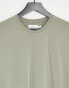 Topman longline t-shirt in khaki