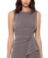 Women's Sleeveless Cascade-Front Glitter Gown