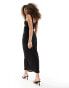 Фото #2 товара ASOS DESIGN bias slip midi dress with rib neck in black