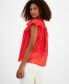 Фото #2 товара Women's Flutter-Sleeve Split-Neck Top