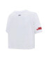ფოტო #4 პროდუქტის Women's White Chicago Blackhawks Boxy Script Tail Cropped T-shirt