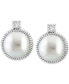 EFFY® Cultured Freshwater Pearl (9 mm) & White Topaz (1/20 ct. t.w.) Stud Earrings in Sterling Silver