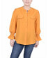 Women's Long Sleeve Y Neck Blouse