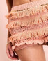 Фото #5 товара ASOS LUXE co-ord pearl embellished knitted crochet mini shorts in apricot