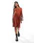 Mamalicious Maternity mini dress with wrap skirt detail in brick Ziegelsteinrot, XS - фото #2