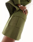 Фото #2 товара Extro & Vert khaki zip up utility mini skirt co-ord in khaki