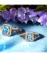 ფოტო #6 პროდუქტის Sea Blue Aquamarine (5/8 ct. t.w.) & Diamond (1/3 ct. t.w.) Beaded Ring in 14k White Gold