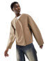 Фото #1 товара Monki brushed short collorless jacket with balloon sleeves in taupe