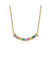 Sterling Silver with Gold Plated and Multi Color Cubic Zirconia Bar Necklace