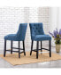 Фото #5 товара 24" Linen Tufted Buttons Upholstered Wingback Counter Stool (Set of 2)
