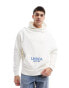 ASOS DESIGN oversized hoodie in off white with city print and large back print