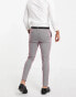 Фото #2 товара ASOS DESIGN wedding super skinny wool mix suit trousers in burgundy puppytooth