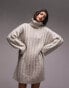 Фото #1 товара Topshop knitted wide rib roll neck dress in mink