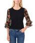 ფოტო #1 პროდუქტის Women's 3/4-Sleeve Mixed-Media Crewneck Knit Top