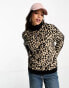 Фото #2 товара Tommy Jeans logo turtleneck sweater in leopard print