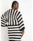 Plus Size Crochet Wide Sleeve Striped Sweater