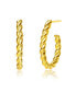 ფოტო #1 პროდუქტის 14K Gold Plated Open Hoop Butterfly Post Back Earrings