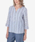 Women's Bayou Pinstripe Embroidered Button Down Top Синий, S - фото #5