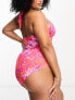 Vero Moda Curve halterneck swimsuit in pink snake print