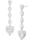 Cubic Zirconia Heart Dangle Drop Earrings in Sterling Silver