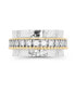 Cubic Zirconia Two Tone Hammered Band Ring in Sterling Silver