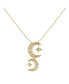ფოტო #1 პროდუქტის Twin Nights Crescent Design Sterling Silver Diamond Women Necklace