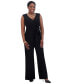 ფოტო #4 პროდუქტის Women's Surplice-Neck Sleeveless Tie-Waist Jumpsuit