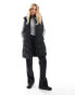 Threadbare Petite longline padded gilet with hood in black