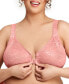 ფოტო #3 პროდუქტის Women's Full Figure Plus Size Wonderwire Front Close Stretch Lace Bra 9245