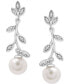 ფოტო #1 პროდუქტის Cultured Freshwater Pearl (5mm) & Diamond Accent Vine Drop Earrings in Sterling Silver