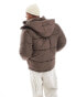 ASOS DESIGN puffer jacket with detachable hood in brown