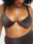 Фото #1 товара South Beach Curve Exclusive underwire bikini top in brown metallic