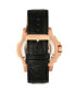 Фото #2 товара Commodus Automatic Black Dial, Rose Gold Case, Genuine Black Leather Watch 48mm