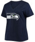 ფოტო #3 პროდუქტის Women's Plus Size DK Metcalf College Navy Seattle Seahawks Name Number V-Neck T-shirt