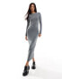 Фото #4 товара Pull&Bear long sleeved soft shaping maxi dress in grey