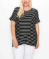 ფოტო #1 პროდუქტის Plus Size Pointelle Stripe Button Back Top