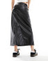 Фото #3 товара River Island faux leather midaxi skirt in black