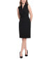 Women's Sleeveless Shoulder-Pleat Sheath Dress