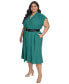 ფოტო #3 პროდუქტის Plus Size Belted A-Line Dress